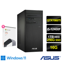 【ASUS 華碩】Office2021組★i5 GTX1660Ti六核電腦(H-S500TD/i5-12400F/16G/1TB+256G SSD/GTX1660Ti/W11)
