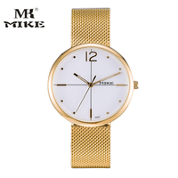 MIKE Mi Ke นาฬิกาควอตซ์เทรนด์แฟชั่นที่เรียบง่ายบางเฉียบสบายๆตาข่ายสายรัดกันน้ำนาฬิกาผู้หญิง   นาฬิกาคู่รัก