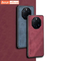 For Huawei Mate 50 RS 30 40 Pro Plus Luxury PU Leather Case For Huawei Mate 20X 10 20 RS 9 Pro Cover Matte Silicone Phone Case