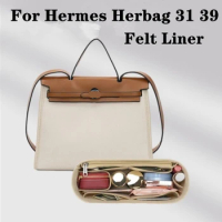 For Hermes Herbag 31 39 Handbag Insert Bag Felt Makeup Organizer Bag Inner Purse Portable Base Shape