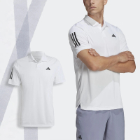 【adidas 愛迪達】短袖 3-Stripes 男款 白 黑 POLO衫 吸濕排汗 開衩 運動上衣 愛迪達(HS3268)