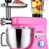 COOKLEE 6-IN-1 Stand Mixer, 8.5 Qt. Multifunctional Electric Kitchen Mixer with 9 Accessories