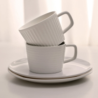 日式復古咖啡杯女高顏值豎紋陶瓷杯拿鐵iins風早餐杯下午茶水杯