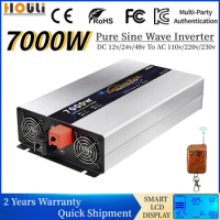 5000W 6000W 7000W Pure Sine Wave Inverter 12v 24v 48v to AC 220v Voltage Converter Solar Power Bank Transformer With USB Charge