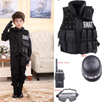 Children Hunting Military Tactical Army Vest Kids Airsoft Gear Combat Armor Uniform Boy Girl Swat Police Outdoor Costume