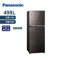 Panasonic國際牌 498L無邊框玻璃二門變頻1級電冰箱 曜石棕 NR-B493TG