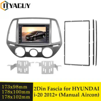 2Din Car Fascia Radio Panel for HYUNDAI i-20 i20 2012 (Manual Aircon) Dash Fitting Kit Install Facia Plate Adapter Cover Bezel
