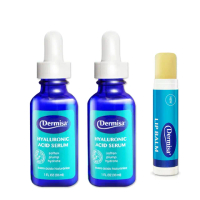 【Dermisa】小藍瓶美國高濃度玻尿酸B5保濕原液買1送1再贈護唇膏30mlx2+4.25g(緊緻淡紋 保水豐潤舒緩乾燥)