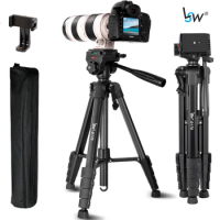 175CM Camera Tripod with Fluid Head Phone Holder Carry Bag Bluetooth for Photography Professional Camera Sony Nikon Canon DSLR