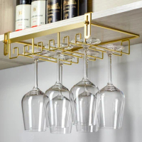 Gold Silver High quality useful Stainless Steel Wine Rack Glass Holder Hanging Bar Hanger Shelf
