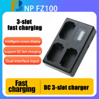 FB NP FZ100 Sony Camera Battery 3-slot Charger Alpha A7R3 A6700 A7R4 A7R5 A7III A7S3 A9 A9S IV BC-QZ1 ILCE-9 DC 2-slot Charger