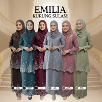 On Sale ALURE EXCLUSIVE - Mother and Child Matching Embroidered Kurung Emilia Raya Dress 2026 v3