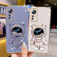 Case For Infinix Hot 12 12i 11 11s 10 10T 10i 10s 8 9 Smart 6 5 Zero X Neo Pro Quicksand Space Bear Holder Plating Phone Cover