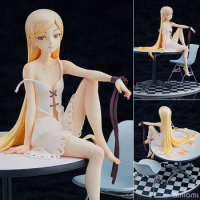 Anime Monogatari Bakemonogatari Oshino Shinobu Painted White Dress Sitting Table Ver PVC Action Figure Xmas gift toy T30