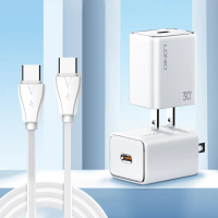 【LDNIO】iPhone16/15 30W 單孔PD快充充電器套組 Type-C充電頭 安卓/蘋果 豆腐頭(附Type-C to Type-C線)
