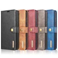 DG.Ming Cowhide Leather Bifold Wallet Case For Samsung Galaxy A72 / A52 / A42 / A32 / A22 4G 5G Detachable Card Slot Stand Cover