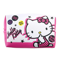 小禮堂 Hello Kitty 皮質拉鍊化妝包 (粉白星星款)