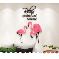 Diy Flamingo Wall Sticker For Living Room Kids Room Porch Bedroom Home Decoration Stickers Self-adhesive Mirror Mural Wallpaper