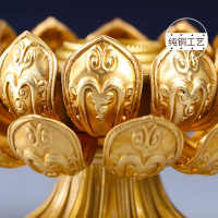純銅手搖轉經輪底座佛教用品雙層蓮花直徑10cm特價