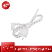 White EU Euporean 2 Prong Plug to IEC320 C7 Figure 8 Angle Adapter Power Extension Cable Cord for Samsung Philips Sony LED TV