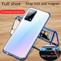 Metal Magnetic Case For Vivo V30 V27 Pro 5G Tempered Glass Snap Lock Case Full Lens Protection Cover Cases For V29 Lite V27e