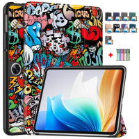For Oppo Pad Neo Case 11.4 inch 2024 Tablet PU Leather Coque For OPPO Pad Air 2 11.35 Cover Print Shell For OnePlus Pad Go Case