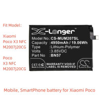 CS Li-Polymer Mobile, SmartPhone battery for Xiaomi Poco,3.85V,4950mAh,Poco X3 NFC M2007J20CG,BN57