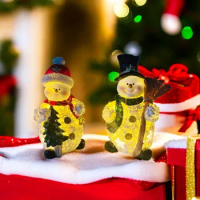 Snowman Resin Craftwork: Christmas Scene Decoration, Desktop Window Night Light, Gift Idea Christmas Decoration Home Decor