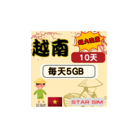 【星光卡 STAR SIM】越南上網卡10天 每天5GB超大高速流量(旅遊上網卡 越南 網卡 越南網路)