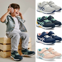 【asics 亞瑟士】LAZERBEAM KD-MG 男女 中童鞋 運動鞋(1154A174-020-400-403-700 灰藍桃粉 黏帶式 童鞋)