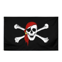 90 x 150cm Halloween Supplies Jolly Roger Skull Crossbones Pirate Flag Garden Banner Flag Party Decoration NN023