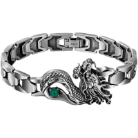 S925 Sterling Silver Creative Fashion Watch with  Stone Crystal Dragon Totem Bracelet 3D Dragon Mode