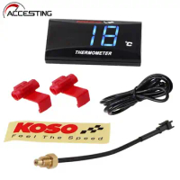 KOSO Mini Water Temperature Meter For XMAX250 300 NMAX CB 400 CB500X Temp Sensor Adapter Scooter Racing Motorcycle Accessories