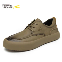 Camel Active New Genuine Leather Men Casual Shoes Comfortable Fashion Footwear Soft Cowhide Male Lace-up Shoes DQ120068