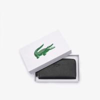 【LACOSTE】母親節禮物 包款-City Court 粒面皮革長夾(黑色)