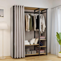 簡易衣櫃公寓出租房家用經濟型組裝鋼架收納簡約開放式佈衣櫃衣