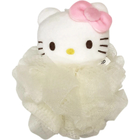 【小禮堂】Hello Kitty 造型玩偶去角質沐浴球 - 粉蝴蝶結款(平輸品)