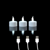 1/2/3 Pieces White/Yellow Light Flameless Decorative LED Candles With USB Charge,Battery Powered Electronic LED Candle Tealight