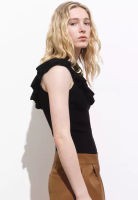 Mango Ruffle Knit Top