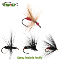 Vtwins 6PCS Bloody Ant Fishing Fly Rainbow Brown Trout Grayling Fishing Dry Terrestrial Flies ImportBarbless Hook #12 Trout Food
