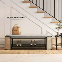 Sofa Bench Rak Sepatu Minimalis Modern Rotan Bench Rak Sepatu Aesthetic - WOODLAND LIVING FURNITURE 
