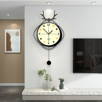 北歐創意鹿頭鐘表客廳現代簡約裝飾時鐘掛墻家用餐廳時尚掛鐘