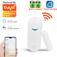 Independent Tuya Smart WiFi Door window Sensor Open / Closed Detectors Wifi Home Alarm Compatible Alexa Google Home Tuya APP