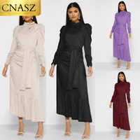 2020 fesyen baru Muslim islam lipatan pakaian Dubai fesyen Muslim wanita Abaya pakaian balut jersi Maxi pakaian