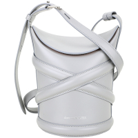 Alexander McQueen The Curve 牛皮翻蓋斜背水桶包(灰色)