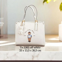 Tote Bag TTWN Bear Jumbo Tas Sandang/Bahu Beruang Besar Gaya Bangkok GUOO Bear TN-3262 Off White