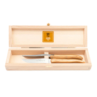 【Claude Dozorme】Laguiole基本細柄系列-橄欖木餐刀(2入木禮盒組)