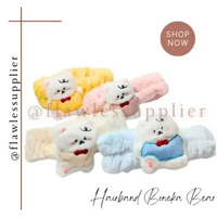 [Boneka Bear] Bandana Mandi Headband Boneka Bear Beruang Bando Bludru Import Lembut Tebal / Bando Cu