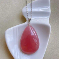 Natural Pink Rose Quartz Pendant For Women Man Healing Luck Gift 925 Silver Beauty Crystal 35x23x8mm Beads Jewelry AAAAA