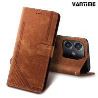 Vantime for OPPO A3x 4G A3 5G PU Wallet Line Pattern Card Slots Case Stand Flip Cover + Lanyard